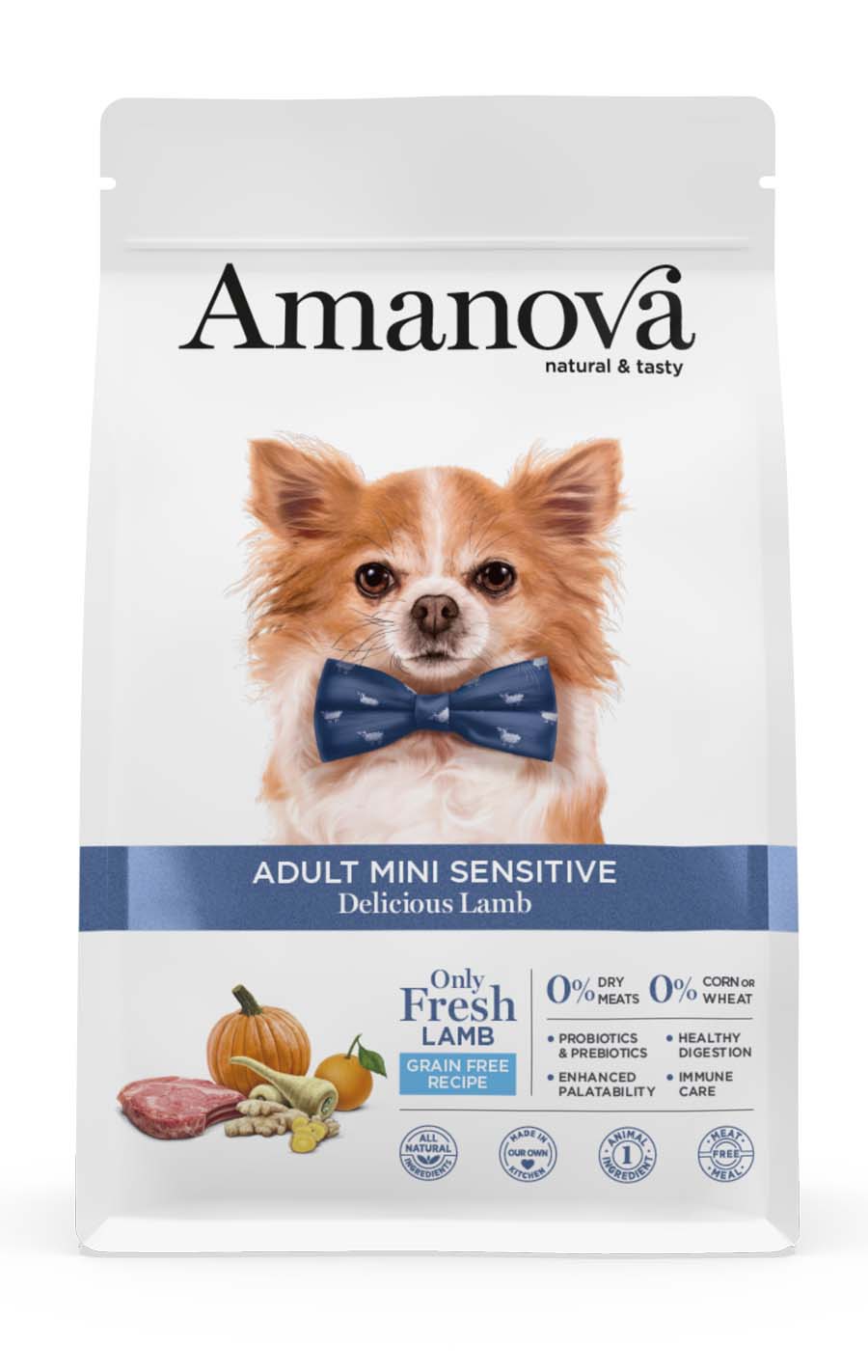 Amanova Dog Adult Mini Sensitive Lamb &amp; Pumpkin 2kg – 1. kép