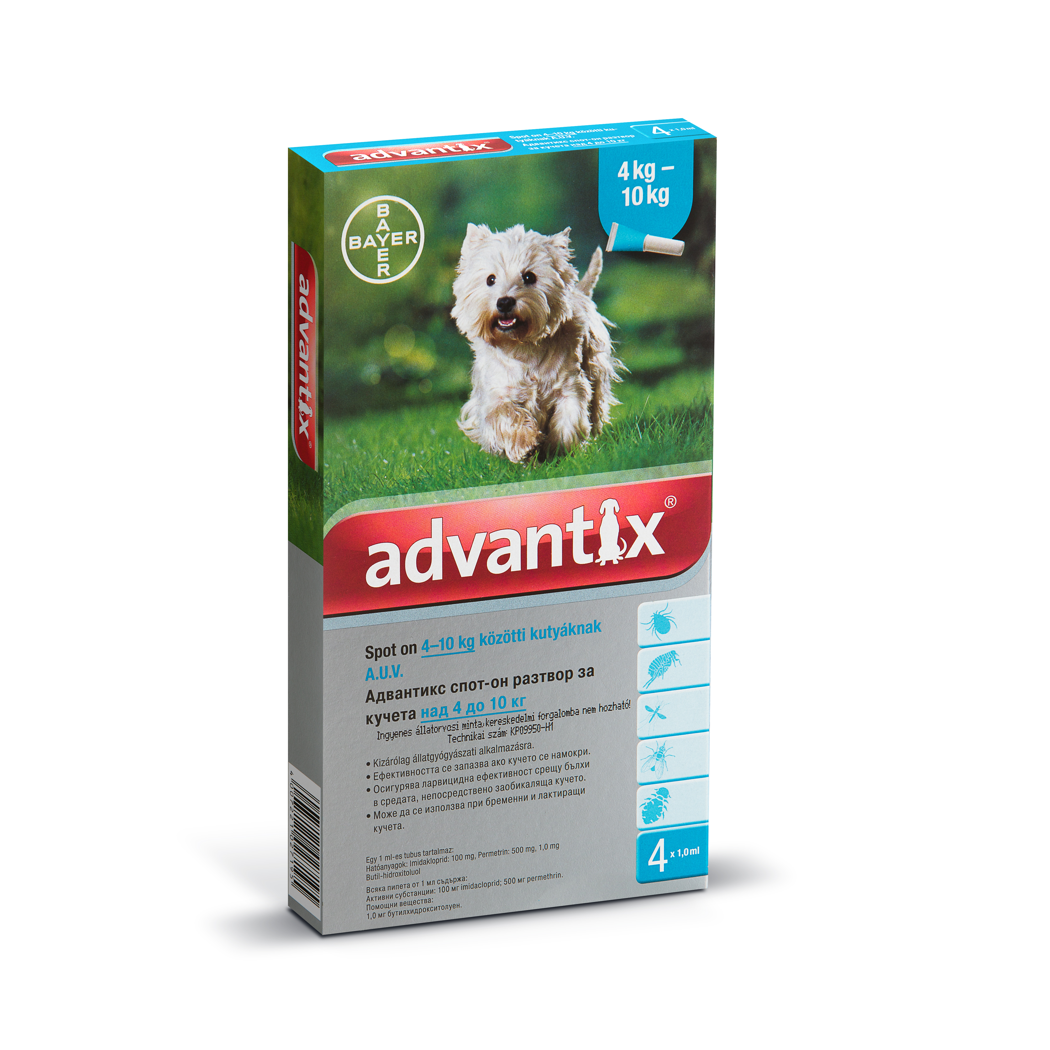 Advantix 4-10kg közötti kutyáknak 4x1ml – 1. kép