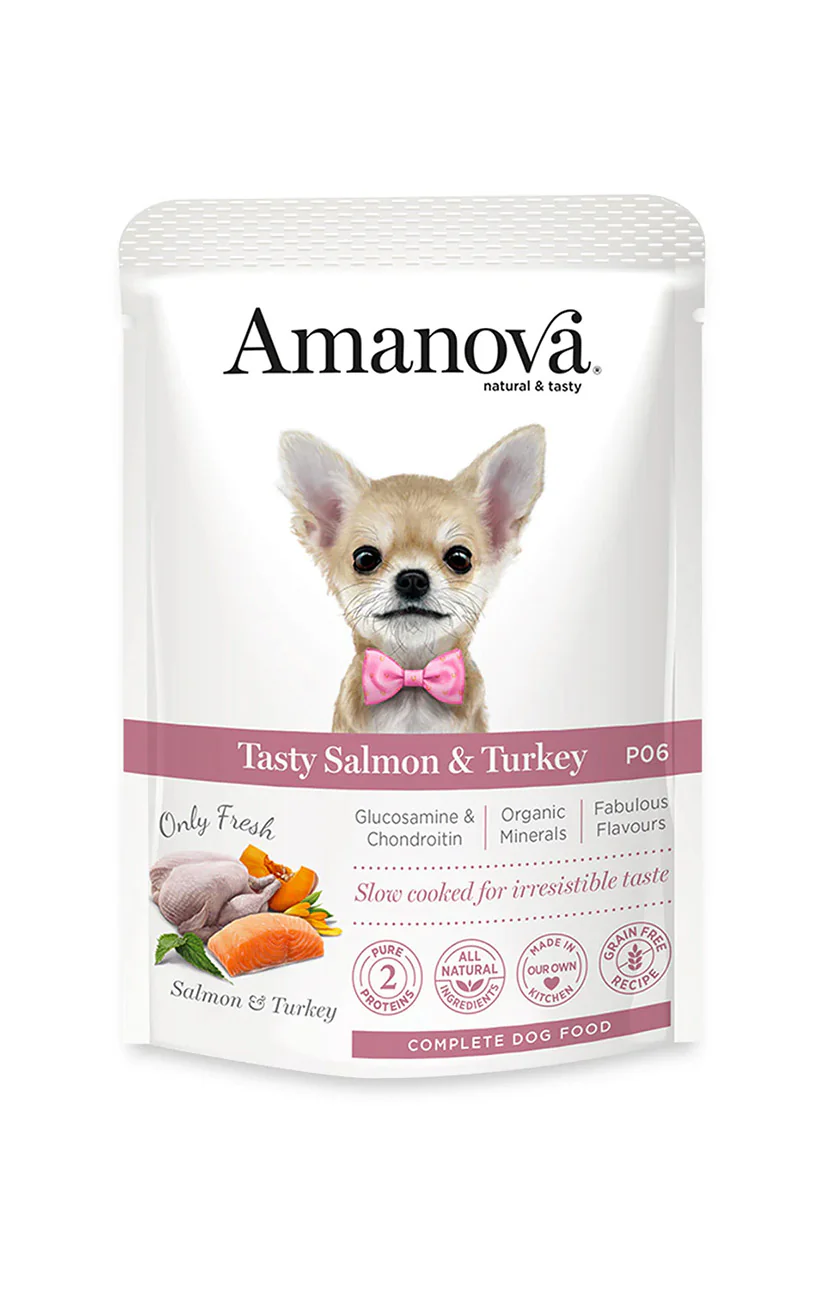 Amanova Dog GF Pouch Adult Tasty Salmon & Turkey P06 100 g – 1. kép