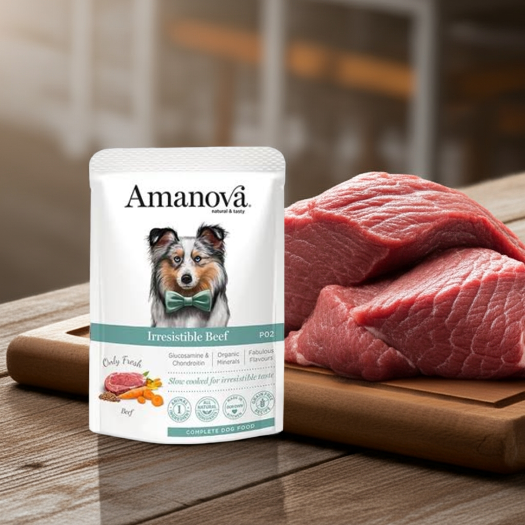Amanova Dog GF Pouch Adult Irresistible Beef P02 100 g – 2. kép