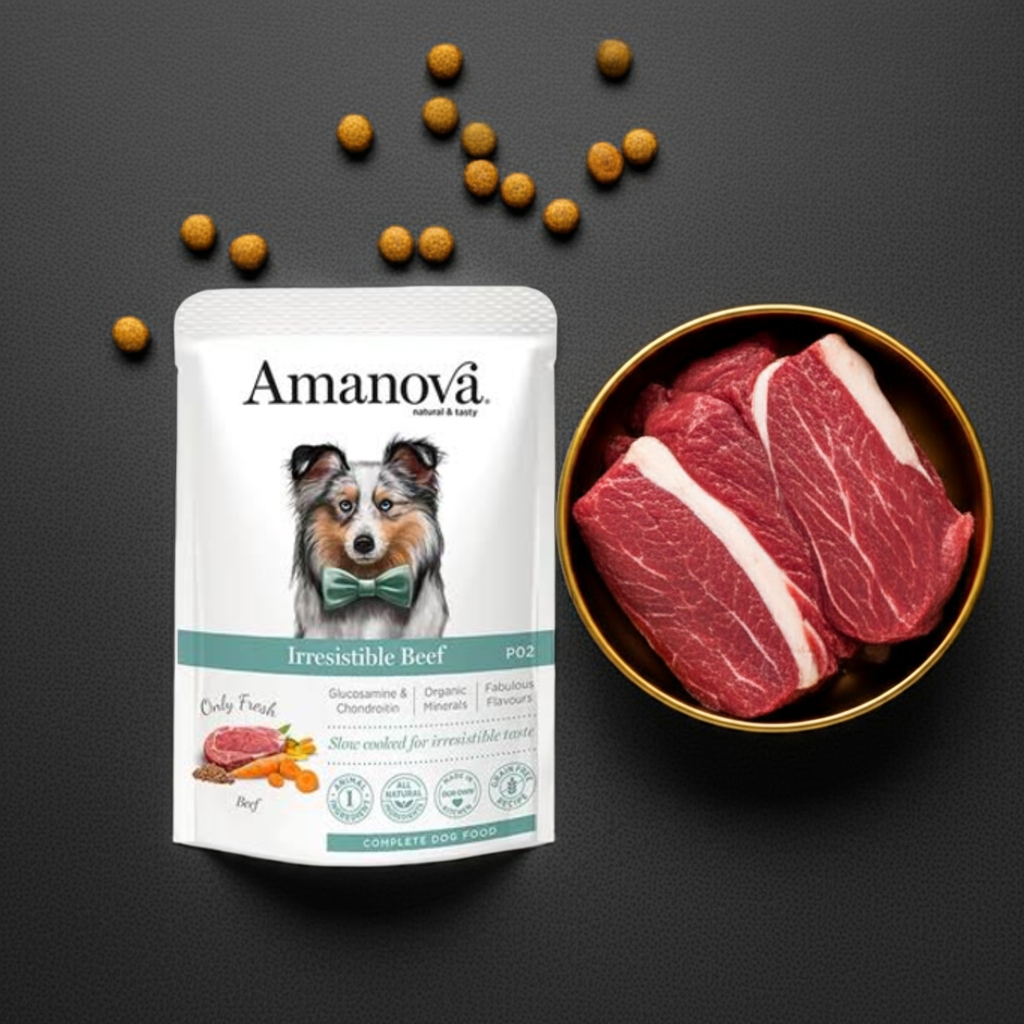 Amanova Dog GF Pouch Adult Irresistible Beef P02 100 g – 4. kép