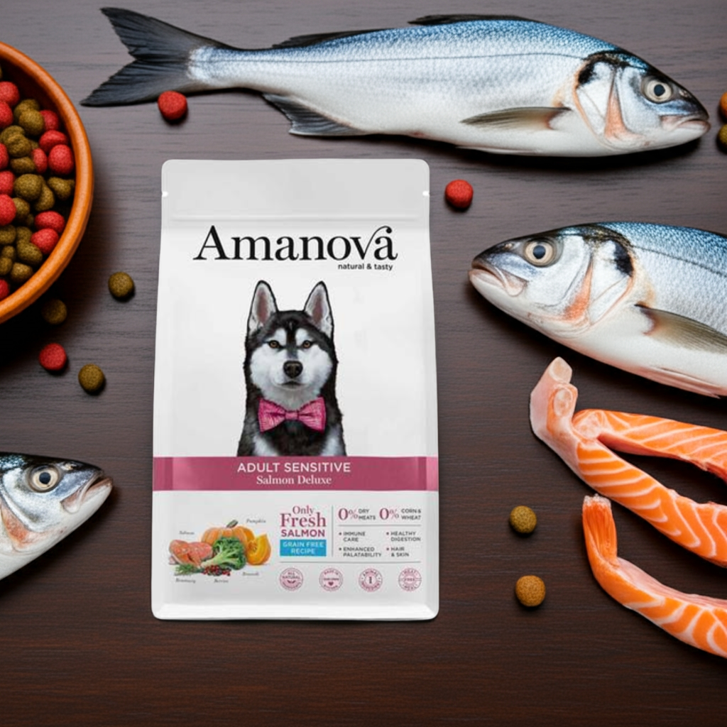 Amanova Dog Adult Sensitive All Breeds Salmon Deluxe 2 kg – 2. kép
