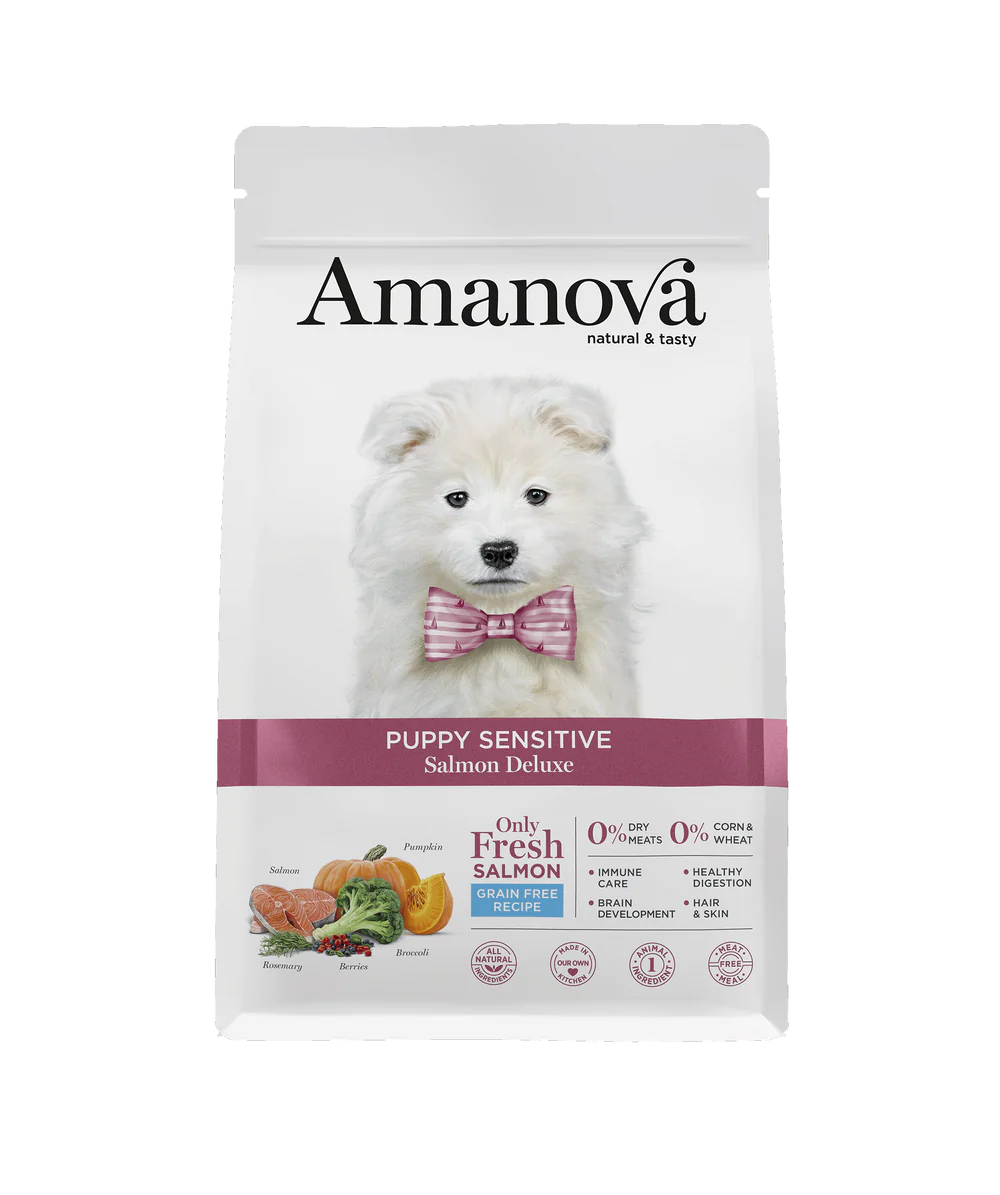 Amanova Dog Puppy Sensitive All Breeds Salmon Deluxe 2 kg – 1. kép