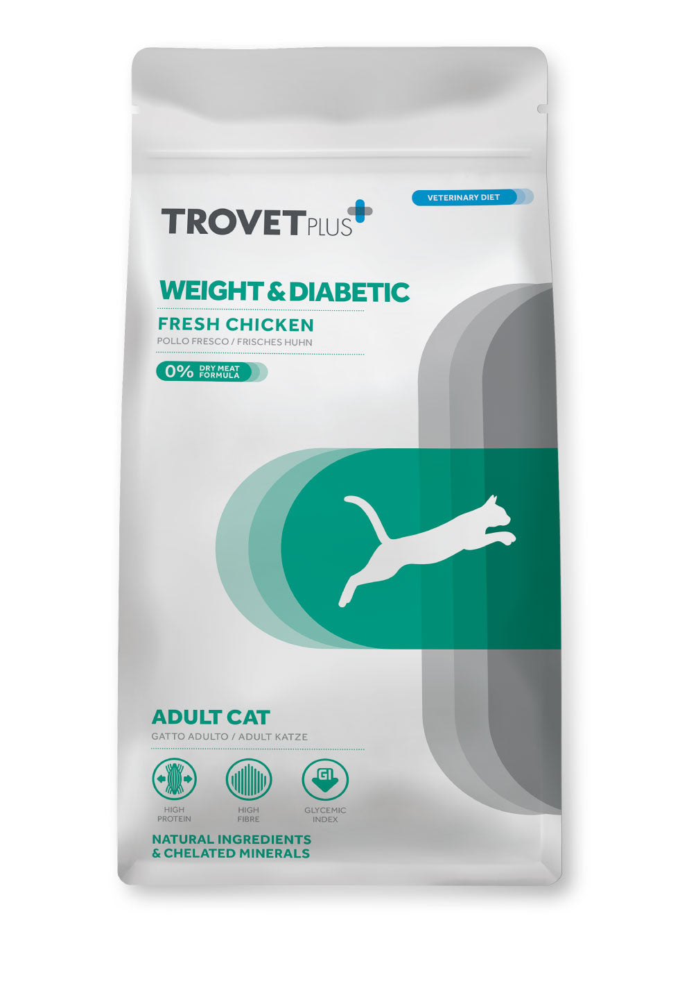 TrovetPlus Weight & Diabetic CAT Adult Chicken 1,2 kg – 1. kép